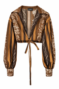 WRAP AROUND SHIRT - BROWN PRINTED COTTON - MEDIUM