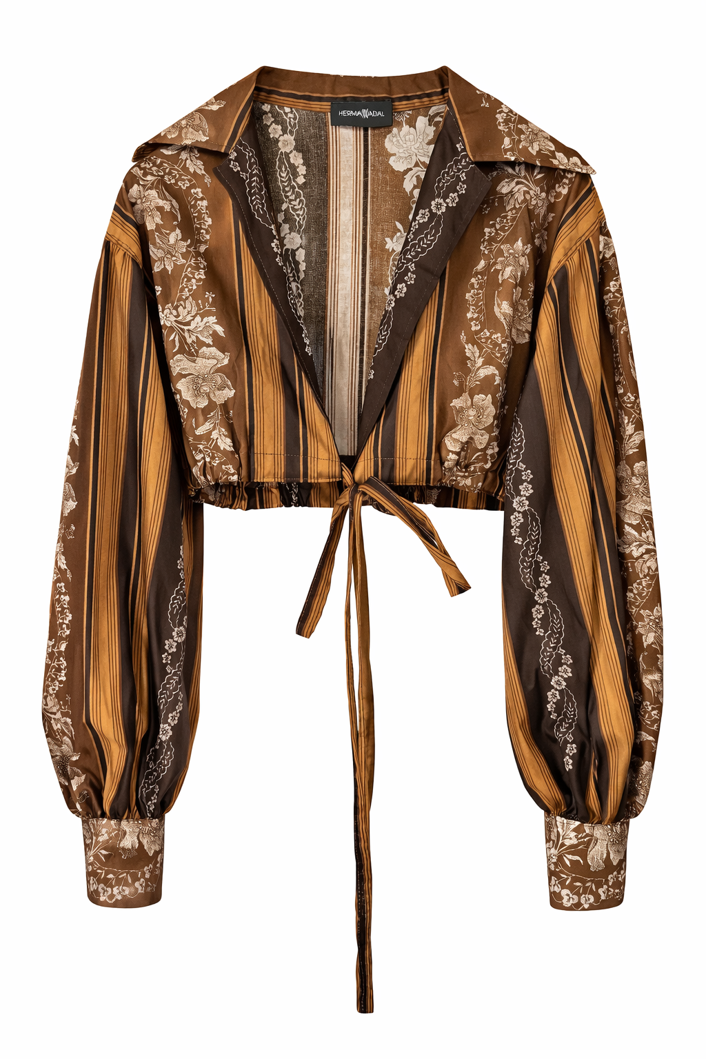 WRAP AROUND SHIRT - BROWN PRINTED COTTON - MEDIUM