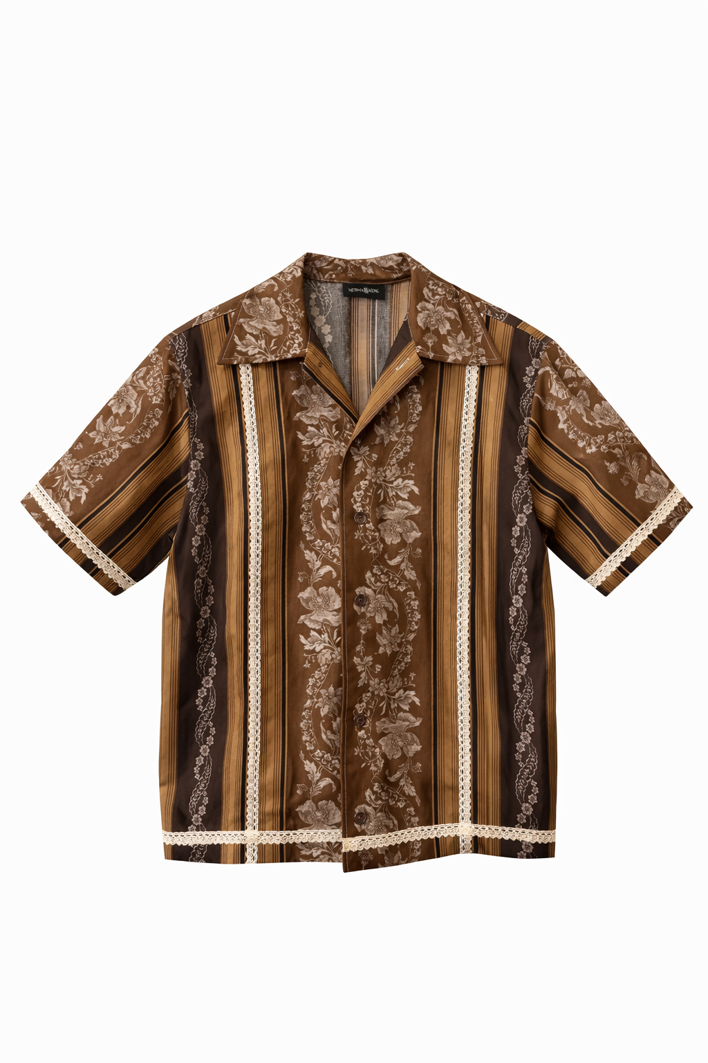 SHORT SLEEVE - BROWN FLORAL PRINT - MEDIUM