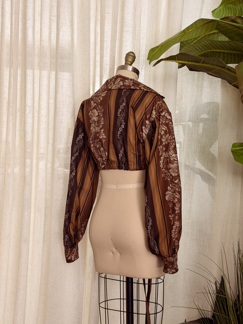 WRAP AROUND SHIRT - BROWN PRINTED COTTON - MEDIUM