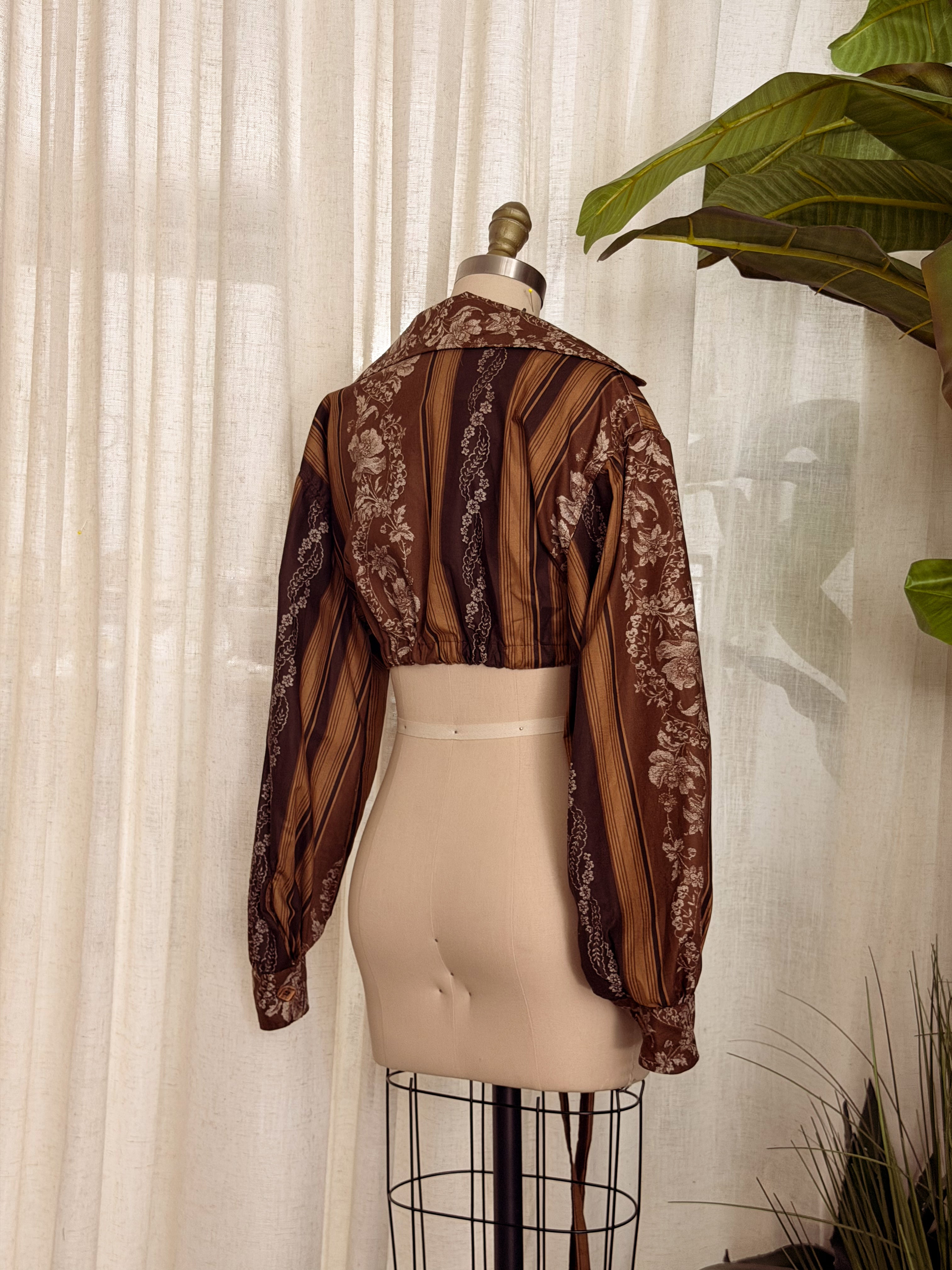 WRAP AROUND SHIRT - BROWN PRINTED COTTON - MEDIUM