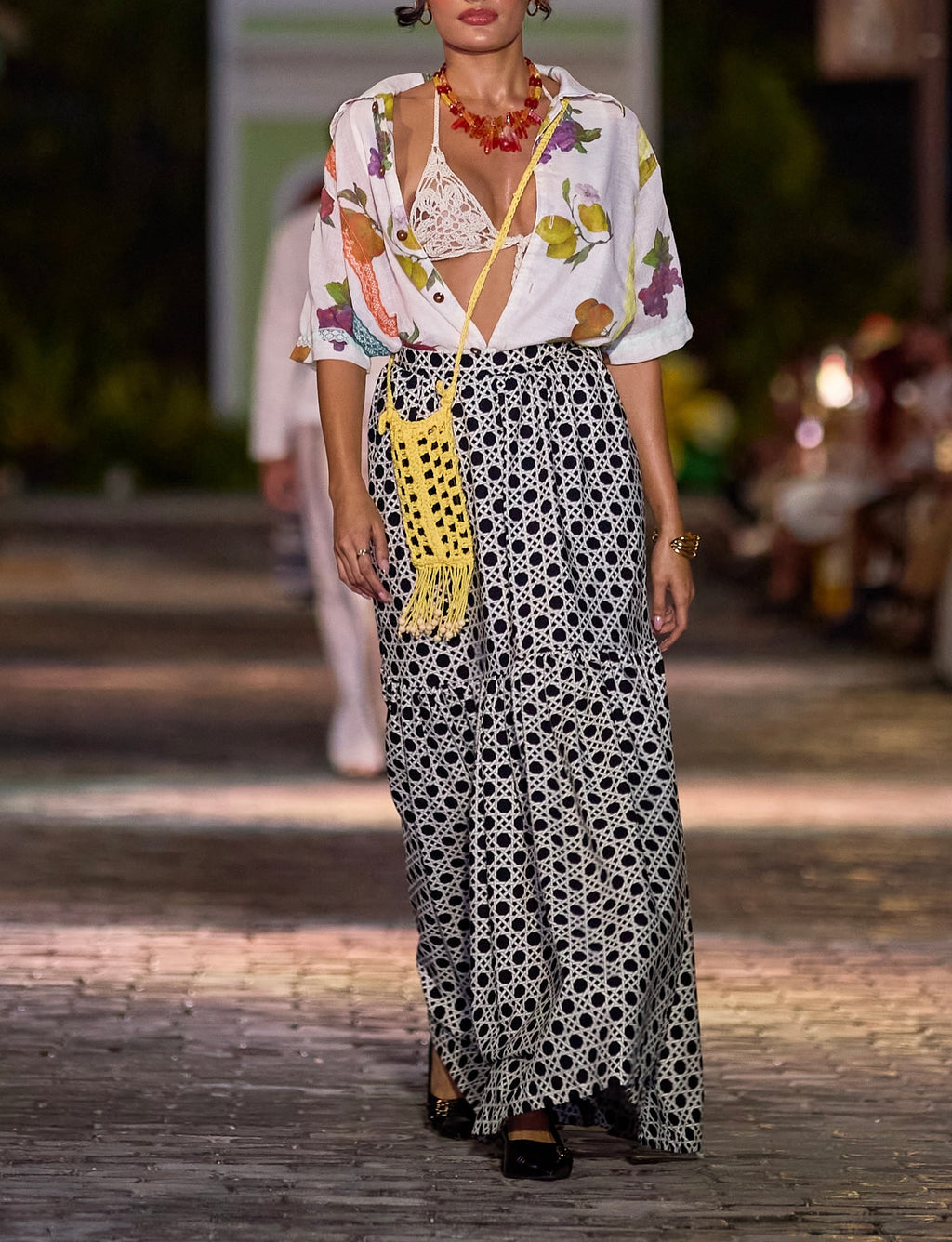 MAXI SKIRT - B&W RATTAN - SMALL