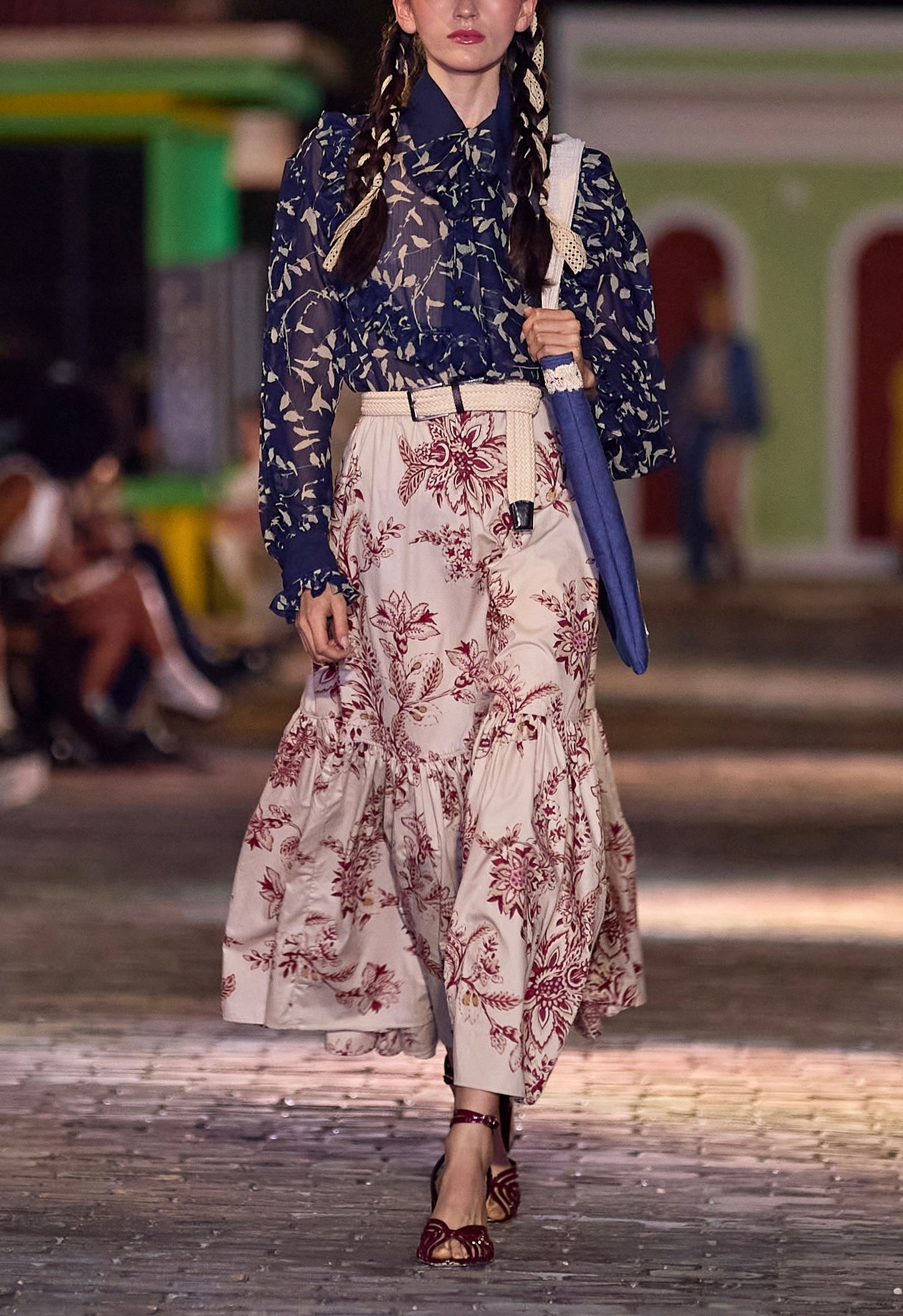 VALERIANO - PRINTED CHIFFON - NAVY BLUE - MEDIUM