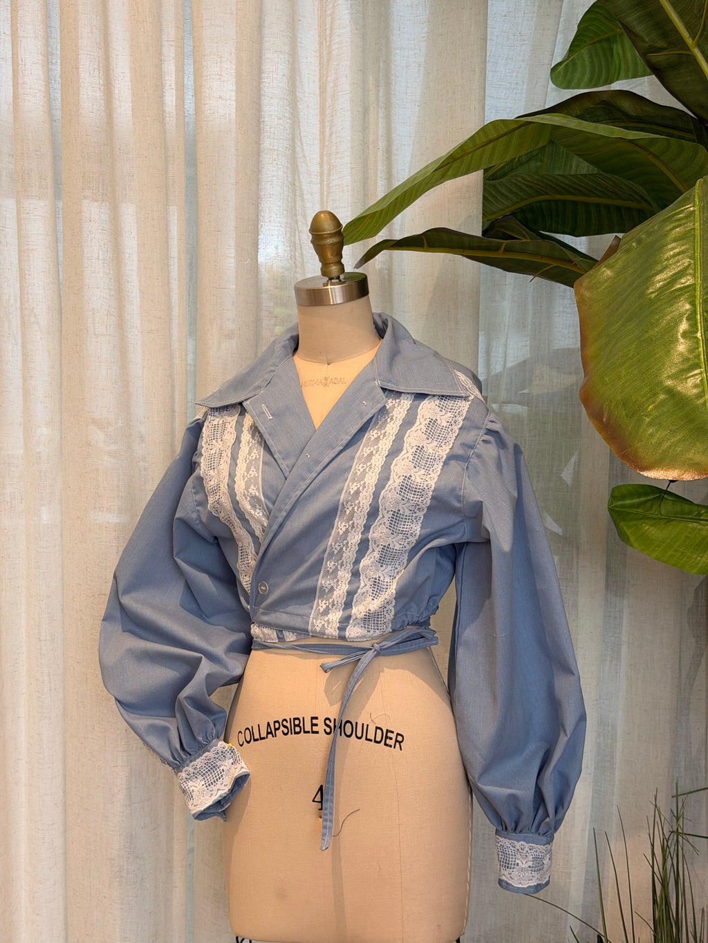 WRAP AROUND SHIRT - BABY BLUE COTTON - MEDIUM