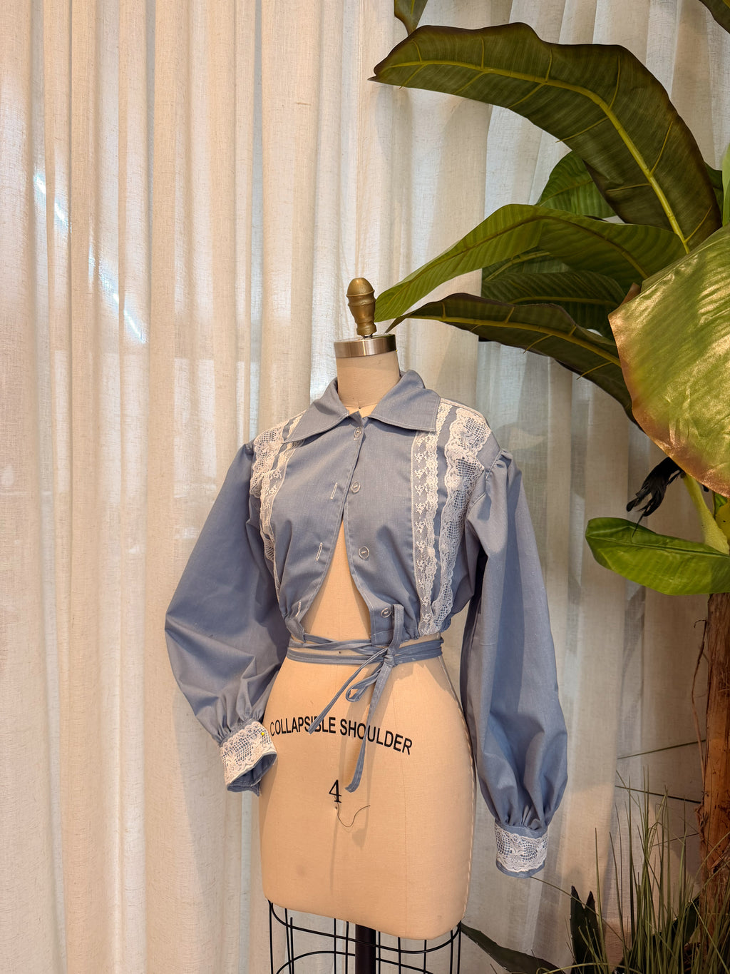 WRAP AROUND SHIRT - BABY BLUE COTTON - MEDIUM