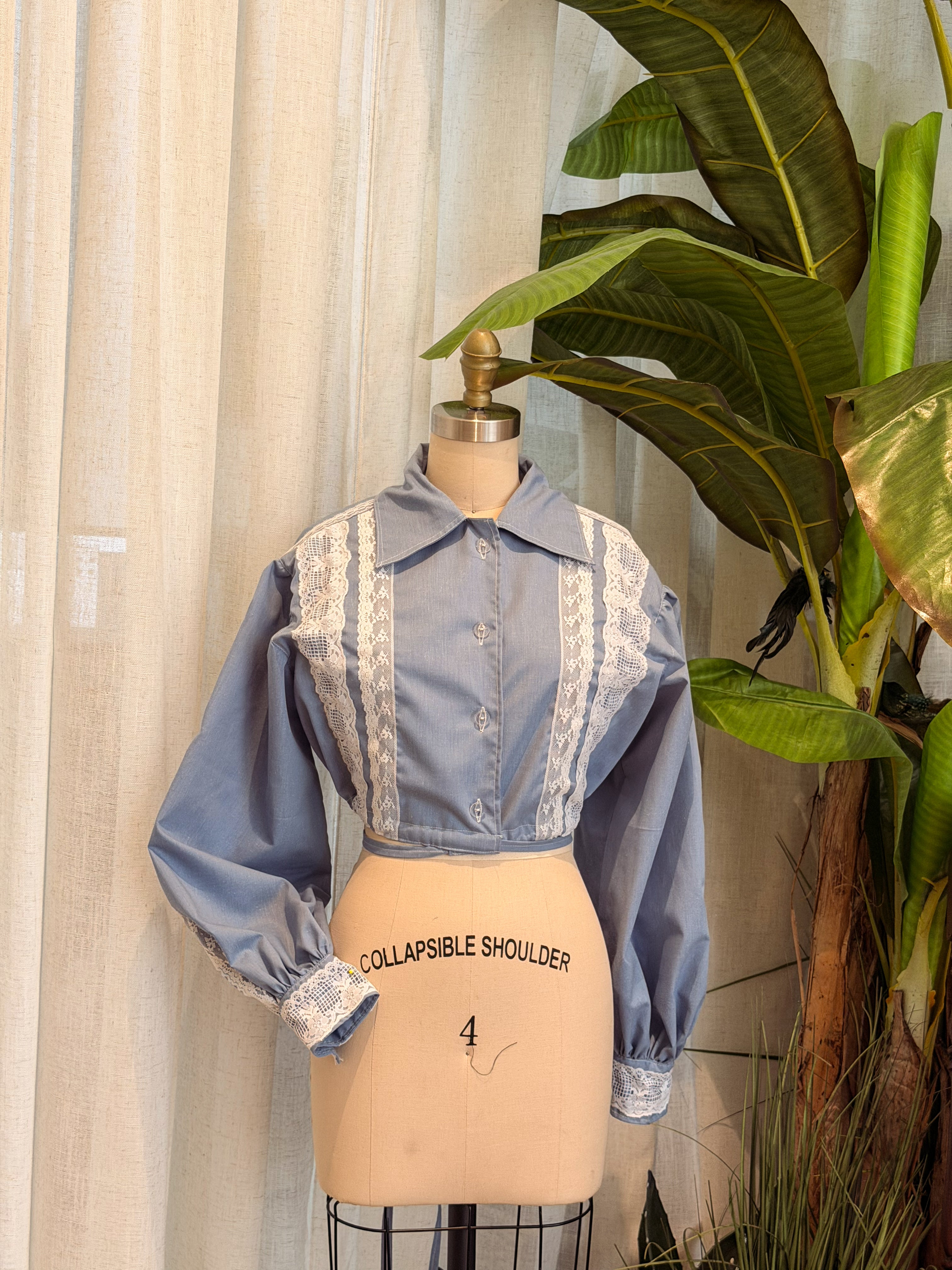 WRAP AROUND SHIRT - BABY BLUE COTTON - MEDIUM