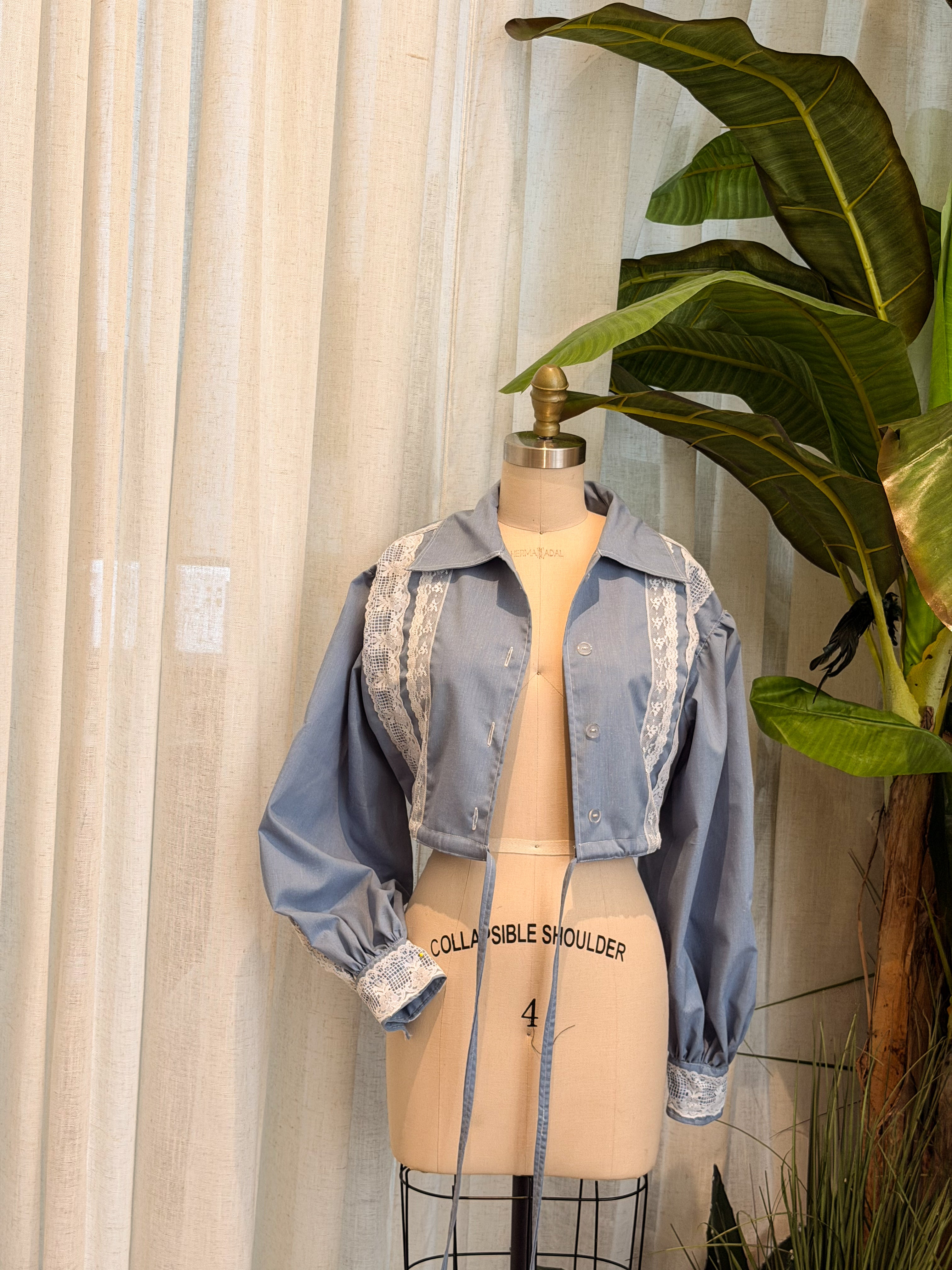 WRAP AROUND SHIRT - BABY BLUE COTTON - MEDIUM