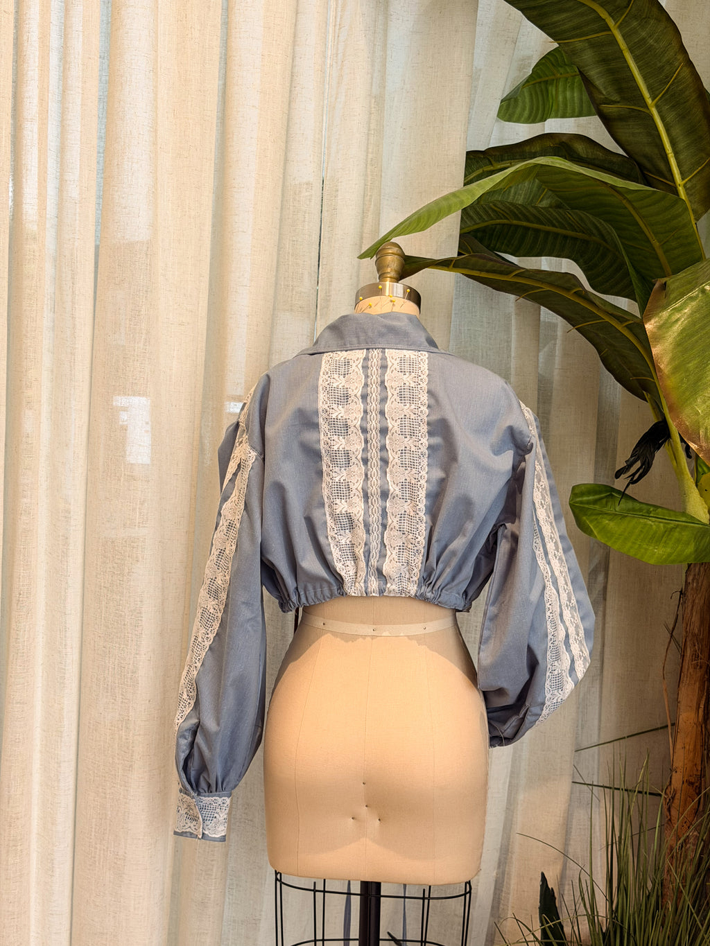 WRAP AROUND SHIRT - BABY BLUE COTTON - MEDIUM