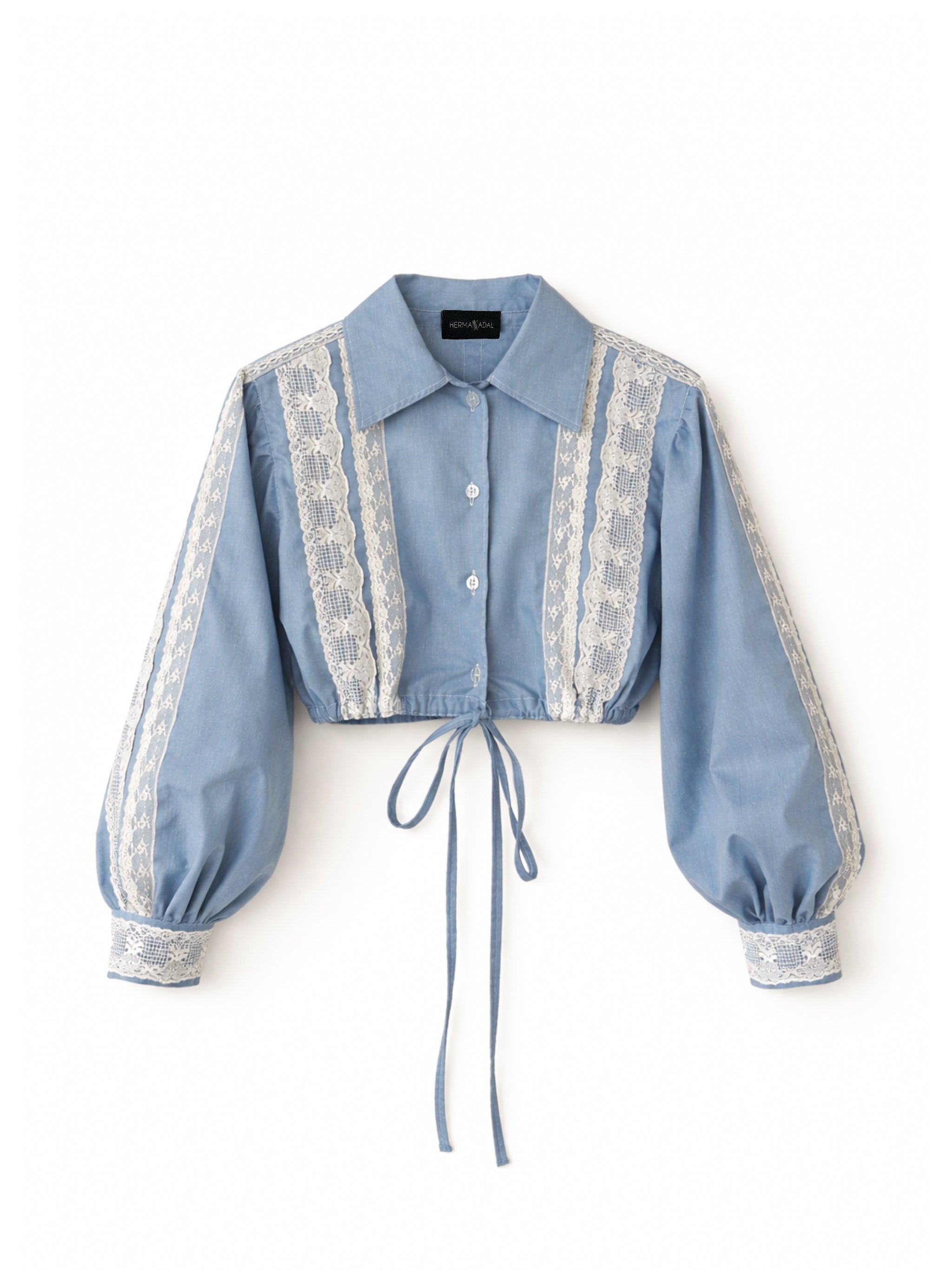 WRAP AROUND SHIRT - BABY BLUE COTTON - MEDIUM